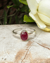 Ruby Ring - Rose Cut Red Ruby wrapped in 9ct Gold on a Sterling Silver Band - Kathy Sayce Jewellery