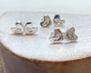 Silver Angel Wing Heart Stud Earrings - Kathy Sayce Jewellery