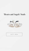 Silver Angel Wing Heart Stud Earrings - Kathy Sayce Jewellery