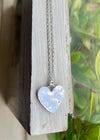 Silver Heart Necklace - Hammer Textured Sterling Silver - Sterling Silver Chain - Kathy Sayce Jewellery