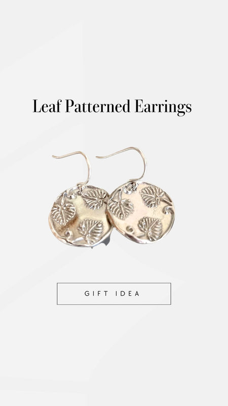 Silver Leaf Patterned Disc Earrings - Kathy Sayce Jewellery