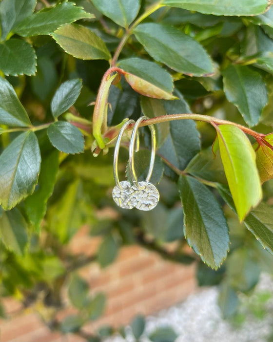 Sleeper Earrings with Embossed Sterling Silver Discs - Kathy Sayce Jewellery