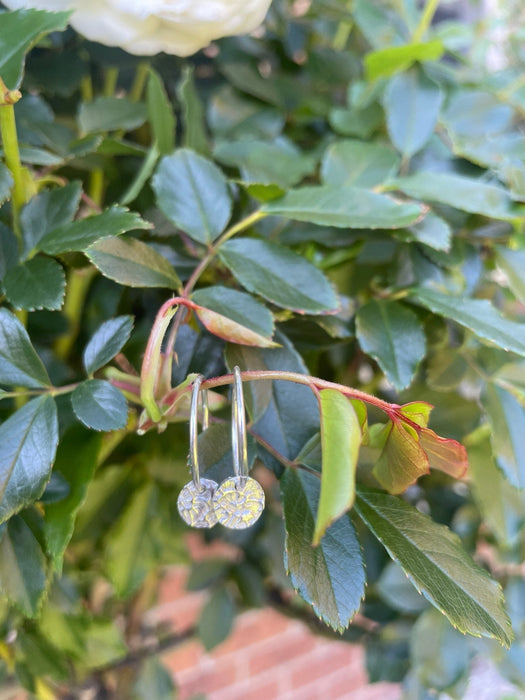 Sleeper Earrings with Embossed Sterling Silver Discs - Kathy Sayce Jewellery