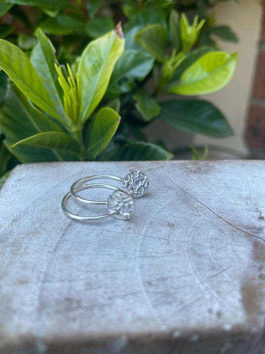 Sleeper Earrings with Embossed Sterling Silver Discs - Kathy Sayce Jewellery