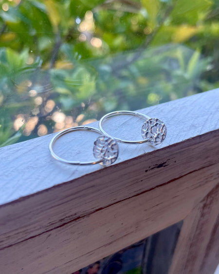 Sleeper Earrings with Embossed Sterling Silver Discs - Kathy Sayce Jewellery