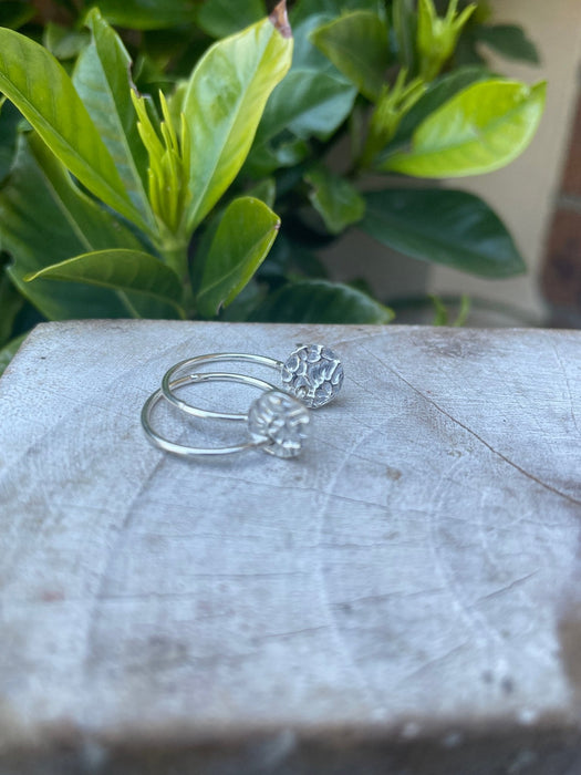 Sleeper Earrings with Embossed Sterling Silver Discs - Kathy Sayce Jewellery