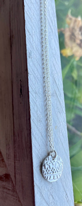 Small Patterned Silver Disc Necklace - Sterling Silver Chain - Kathy Sayce Jewellery