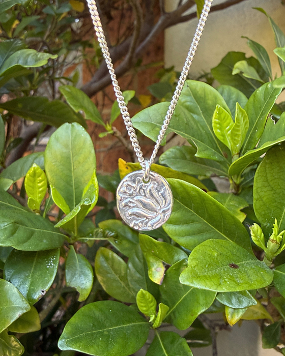 Small Patterned Silver Disc Necklace - Sterling Silver Chain - Kathy Sayce Jewellery