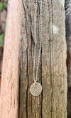 Small Patterned Silver Disc Necklace - Sterling Silver Chain - Kathy Sayce Jewellery