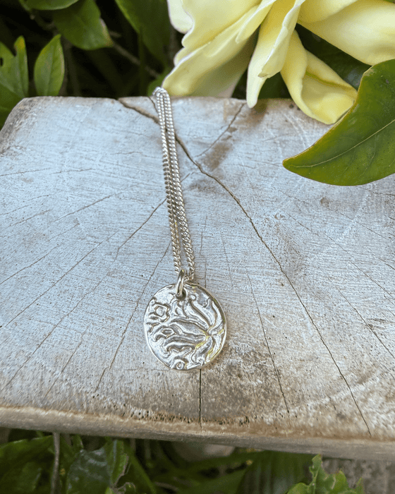 Small Patterned Silver Disc Necklace - Sterling Silver Chain - Kathy Sayce Jewellery
