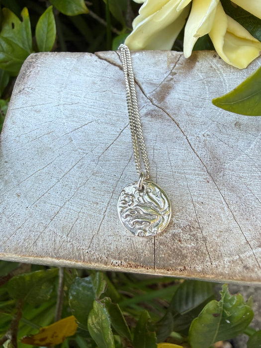 Small Patterned Silver Disc Necklace - Sterling Silver Chain - Kathy Sayce Jewellery