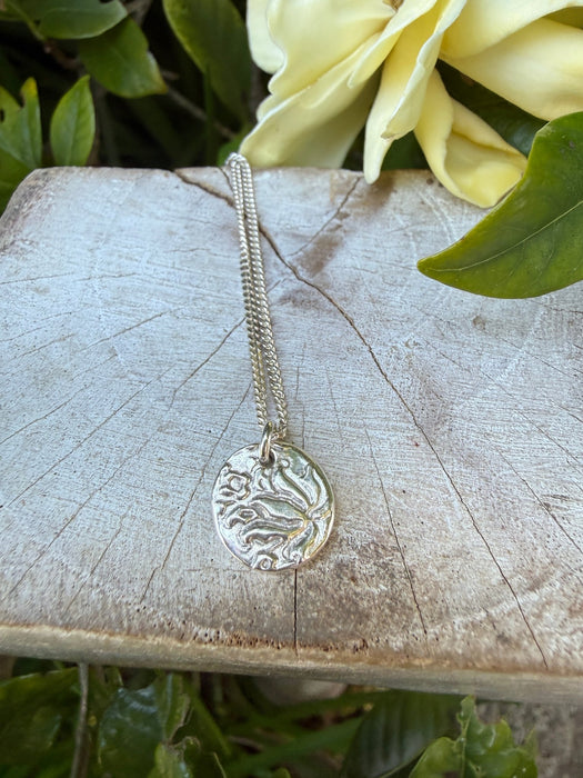 Small Patterned Silver Disc Necklace - Sterling Silver Chain - Kathy Sayce Jewellery