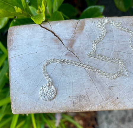 Small Patterned Silver Disc Necklace - Sterling Silver Chain - Kathy Sayce Jewellery