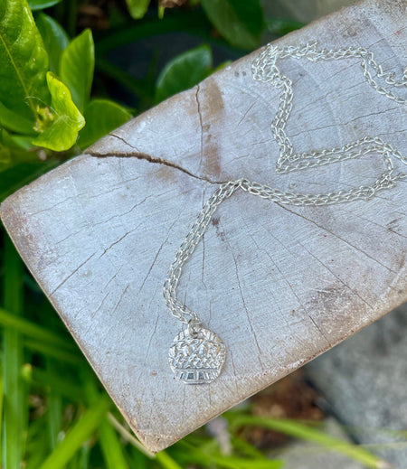 Small Patterned Silver Disc Necklace - Sterling Silver Chain - Kathy Sayce Jewellery