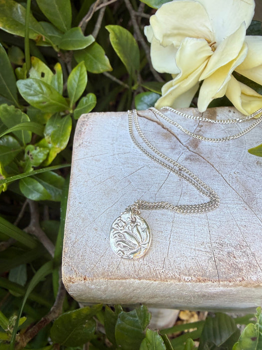Small Patterned Silver Disc Necklace - Sterling Silver Chain - Kathy Sayce Jewellery