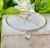 Sterling Silver Heart Charm Bangle with Moonstone – 9ct Gold - Set Gemstone Jewellery - Kathy Sayce Jewellery