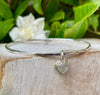 Sterling Silver Heart Charm Bangle with Moonstone – 9ct Gold - Set Gemstone Jewellery - Kathy Sayce Jewellery