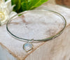 Sterling Silver Heart Charm Bangle with Moonstone – 9ct Gold - Set Gemstone Jewellery - Kathy Sayce Jewellery