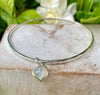 Sterling Silver Heart Charm Bangle with Moonstone – 9ct Gold - Set Gemstone Jewellery - Kathy Sayce Jewellery