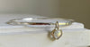 Sterling Silver Heart Charm Bangle with Moonstone – 9ct Gold - Set Gemstone Jewellery - Kathy Sayce Jewellery