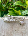 Sterling Silver Hearts and Angels Bangle with Pink Opal Heart Charm - Symbolic Handmade Jewellery - Kathy Sayce Jewellery
