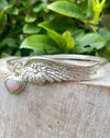 Sterling Silver Hearts and Angels Bangle with Pink Opal Heart Charm - Symbolic Handmade Jewellery - Kathy Sayce Jewellery