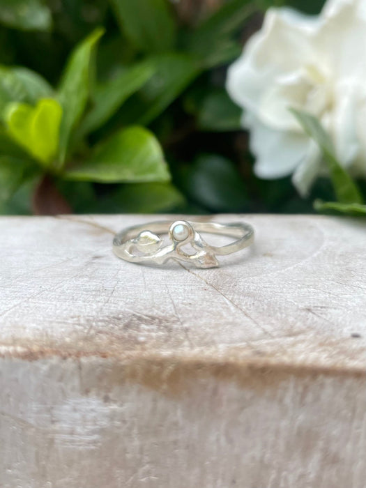 Sterling Silver Leaf Ring with Seed Pearl – Handmade Nature - Inspired Jewellery - Kathy Sayce Jewellery