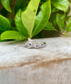 Sterling Silver Leaf Ring with Three Faceted Amethyst Gemstones - Kathy Sayce Jewellery