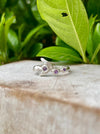 Sterling Silver Leaf Ring with Three Faceted Amethyst Gemstones - Kathy Sayce Jewellery