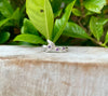 Sterling Silver Leaf Ring with Three Faceted Amethyst Gemstones - Kathy Sayce Jewellery