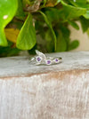 Sterling Silver Leaf Ring with Three Faceted Amethyst Gemstones - Kathy Sayce Jewellery