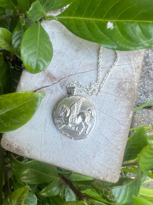 Sterling Silver Pegasus Charm Necklace – 45cm Handmade Mythical Horse Pendant - Kathy Sayce Jewellery
