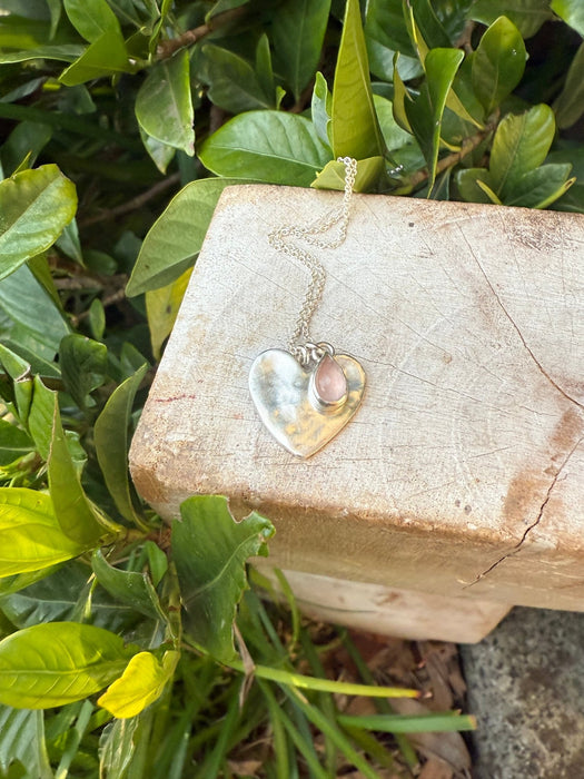 Sterling Silver Rose Quartz Heart Necklace - Sterling Silver Chain - Kathy Sayce Jewellery