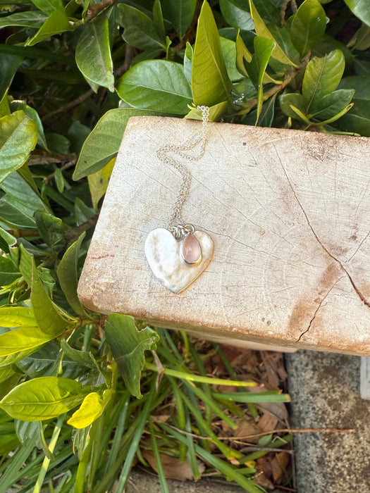 Sterling Silver Rose Quartz Heart Necklace - Sterling Silver Chain - Kathy Sayce Jewellery