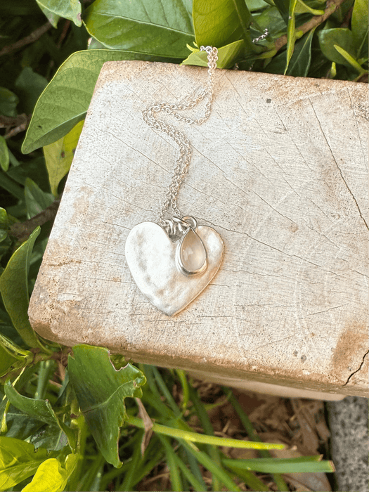 Sterling Silver Rose Quartz Heart Necklace - Sterling Silver Chain - Kathy Sayce Jewellery