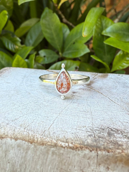 Sunstone Petal Ring - Sterling Silver Ring - Kathy Sayce Jewellery