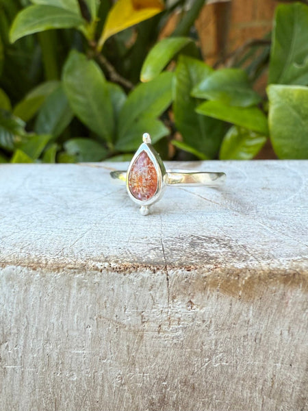 Sunstone Petal Ring - Sterling Silver Ring - Kathy Sayce Jewellery