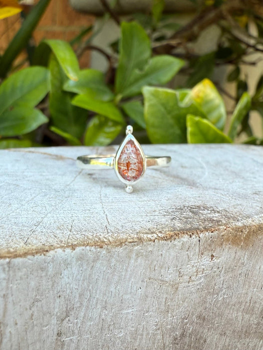 Sunstone Petal Ring - Sterling Silver Ring - Kathy Sayce Jewellery