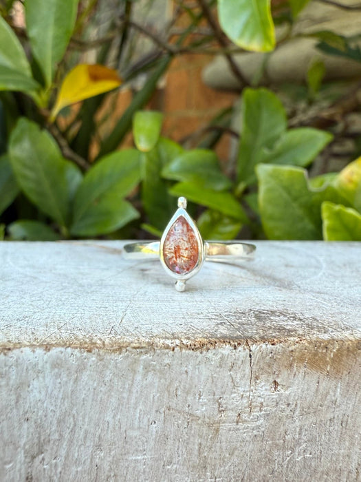 Sunstone Petal Ring - Sterling Silver Ring - Kathy Sayce Jewellery