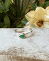 Tear Shaped Emerald set in 9ct Gold - Sterling Silver Band - Kathy Sayce Jewellery