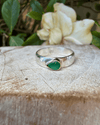 Tear Shaped Emerald set in 9ct Gold - Sterling Silver Band - Kathy Sayce Jewellery
