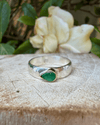 Tear Shaped Emerald set in 9ct Gold - Sterling Silver Band - Kathy Sayce Jewellery