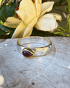 Tear Shaped Red Garnet set in 9ct Gold - Sterling Silver Band - Kathy Sayce Jewellery