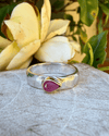 Tear Shaped Rose Cut Pink Ruby set in 9ct Gold - Sterling Silver Band - Kathy Sayce Jewellery