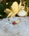 Tear Shaped Rose Cut Pink Ruby set in 9ct Gold - Sterling Silver Band - Kathy Sayce Jewellery