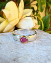 Tear Shaped Rose Cut Pink Ruby set in 9ct Gold - Sterling Silver Band - Kathy Sayce Jewellery