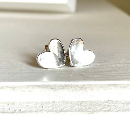 Textured Silver Heart Stud Earrings - Kathy Sayce Jewellery