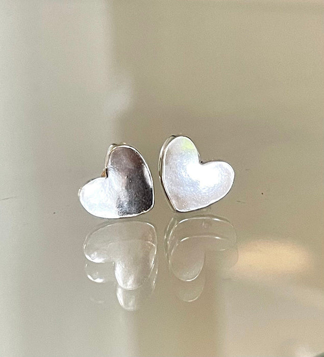 Textured Silver Heart Stud Earrings - Kathy Sayce Jewellery