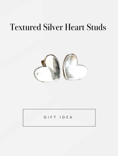 Textured Silver Heart Stud Earrings - Kathy Sayce Jewellery