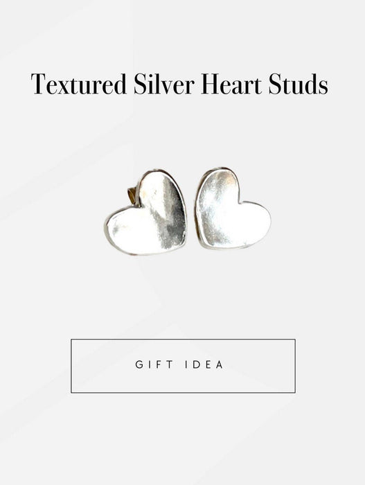 Textured Silver Heart Stud Earrings - Kathy Sayce Jewellery